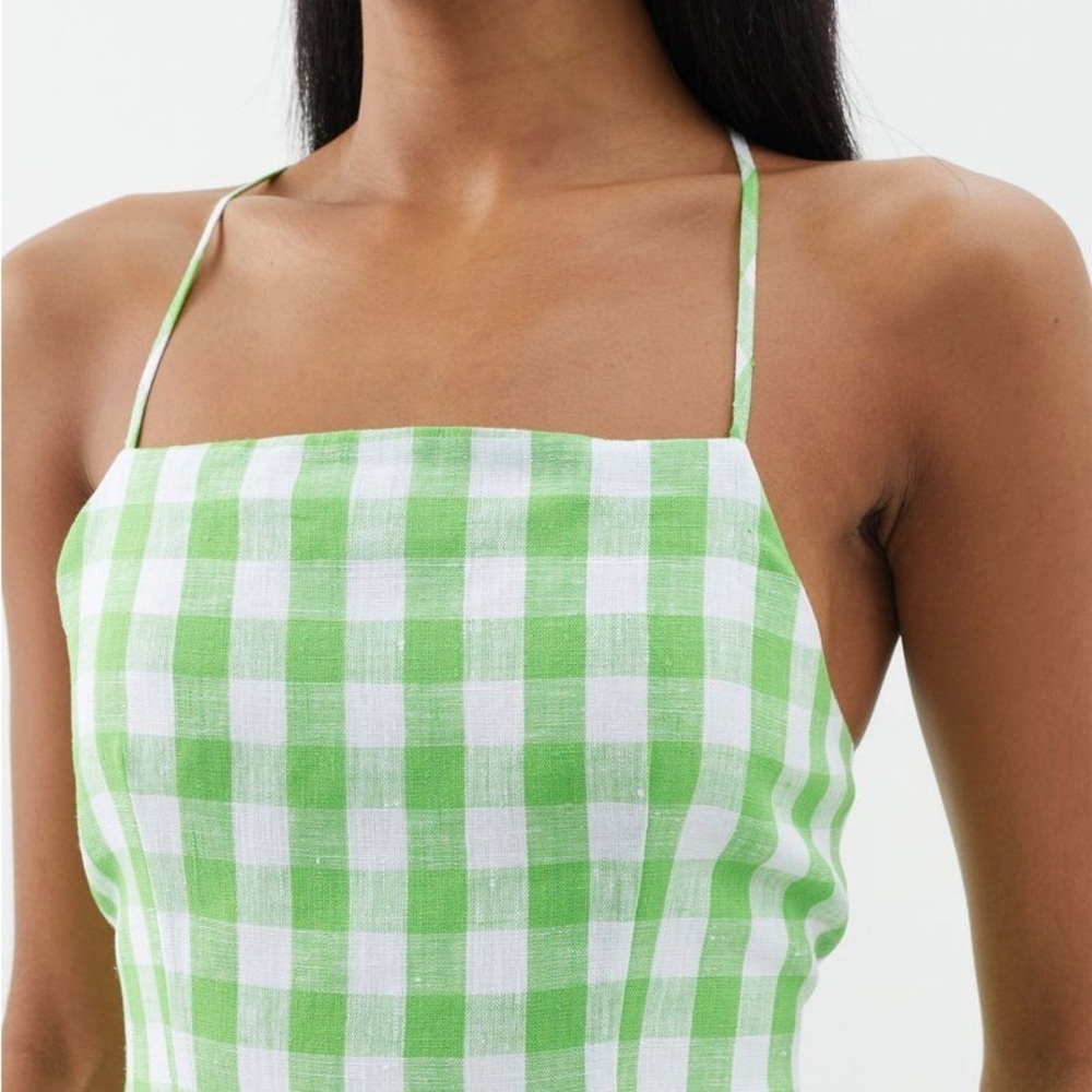 MARA HOFFMAN

Carrie Square-Neck Gingham Hemp Top